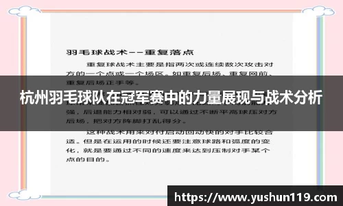 杭州羽毛球队在冠军赛中的力量展现与战术分析